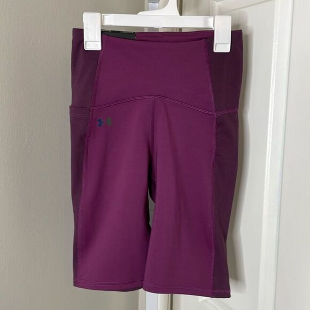 NWT Under Armour High Rise 8” Bike Short Sz XS Rush Compression Ribbed Purple